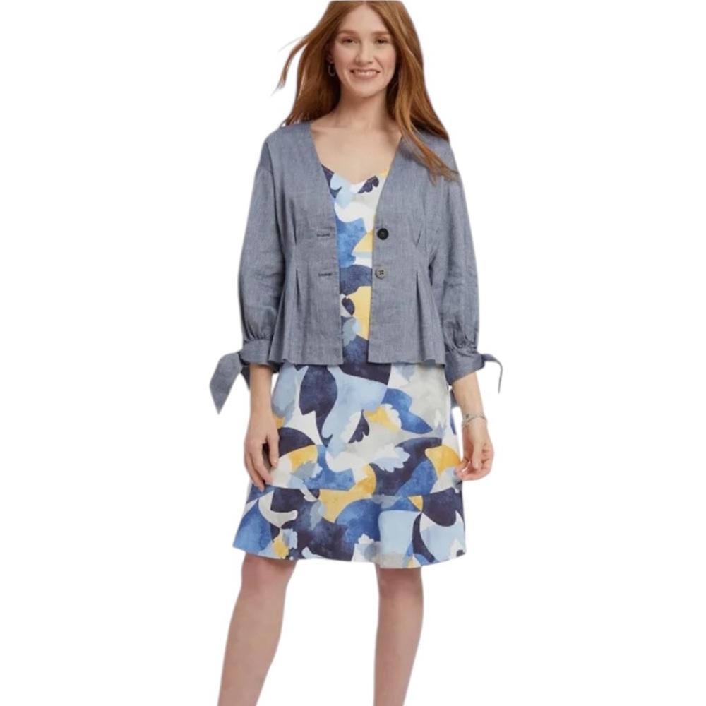 NIC+ZOE pullover blue/yellow/gold/white ruffle hem sundress size Large - NWT! - Picture 4 of 15